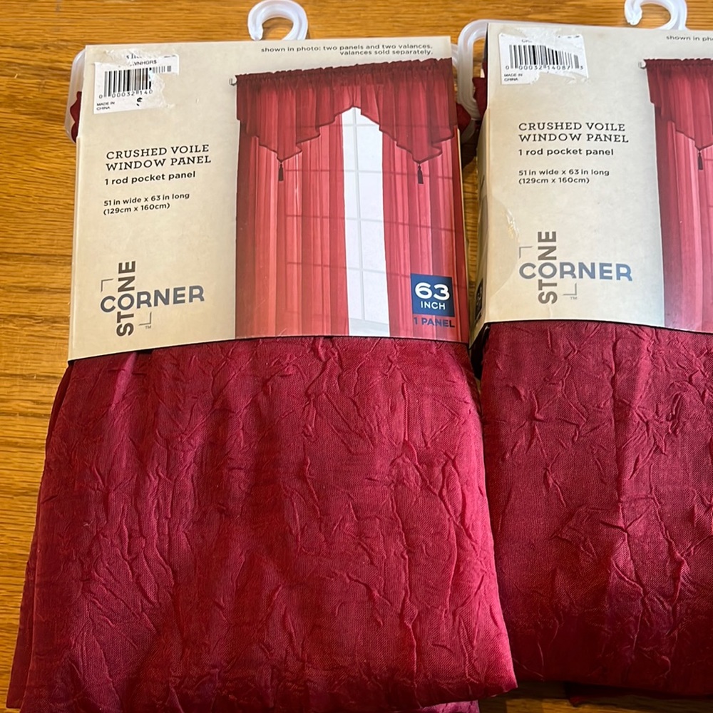 3 Sheer wine  curtains panels, NWT
